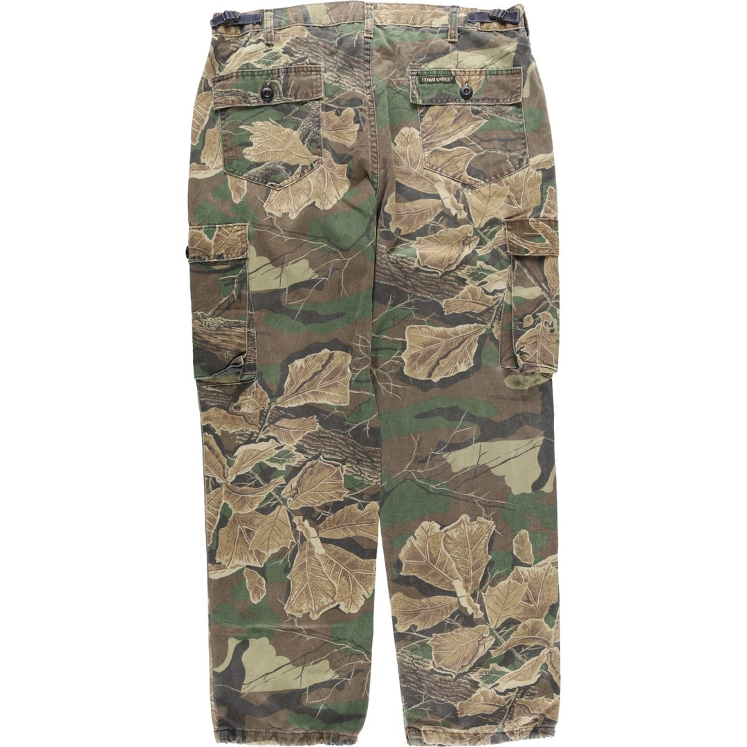 COMMANDER Camouflage Pattern Real Tree Camo Military Cargo Pants, Made in USA, Men's W38 (approx.), Civilian/Vintage. cotton Khaki type Vintage Second Hand