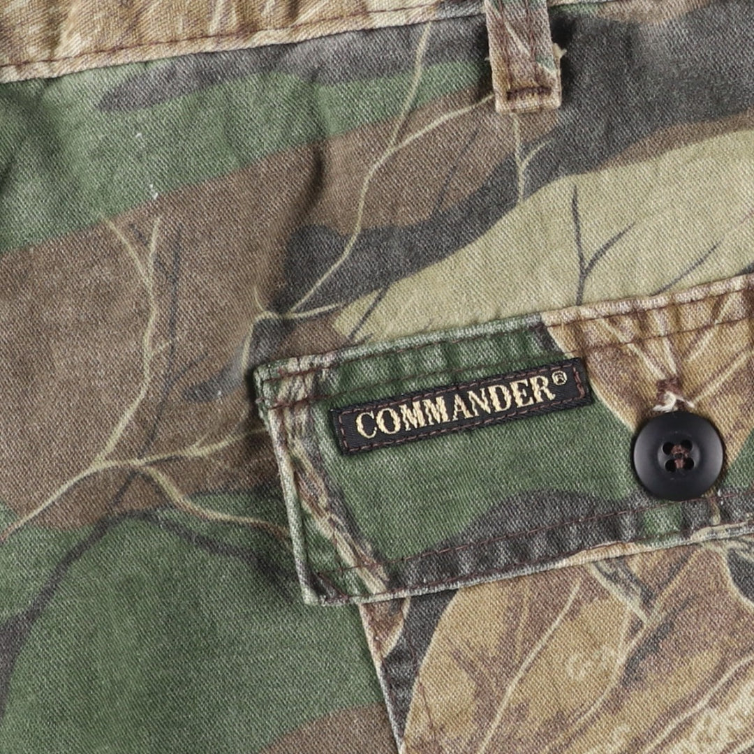 COMMANDER Camouflage Pattern Real Tree Camo Military Cargo Pants, Made in USA, Men's W38 (approx.), Civilian/Vintage. cotton Khaki type Vintage Second Hand