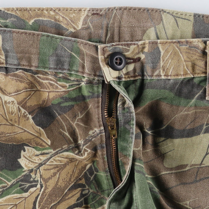 COMMANDER Camouflage Pattern Real Tree Camo Military Cargo Pants, Made in USA, Men's W38 (approx.), Civilian/Vintage. cotton Khaki type Vintage Second Hand