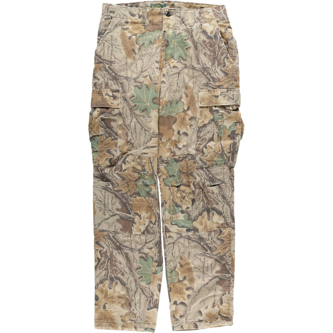 Civilian-made 80s-90'S Cabelas camouflage pattern Realtree camo military cargo pants, made in USA, men's size W36 equivalent, vintage. cotton Khaki type Vintage Second Hand