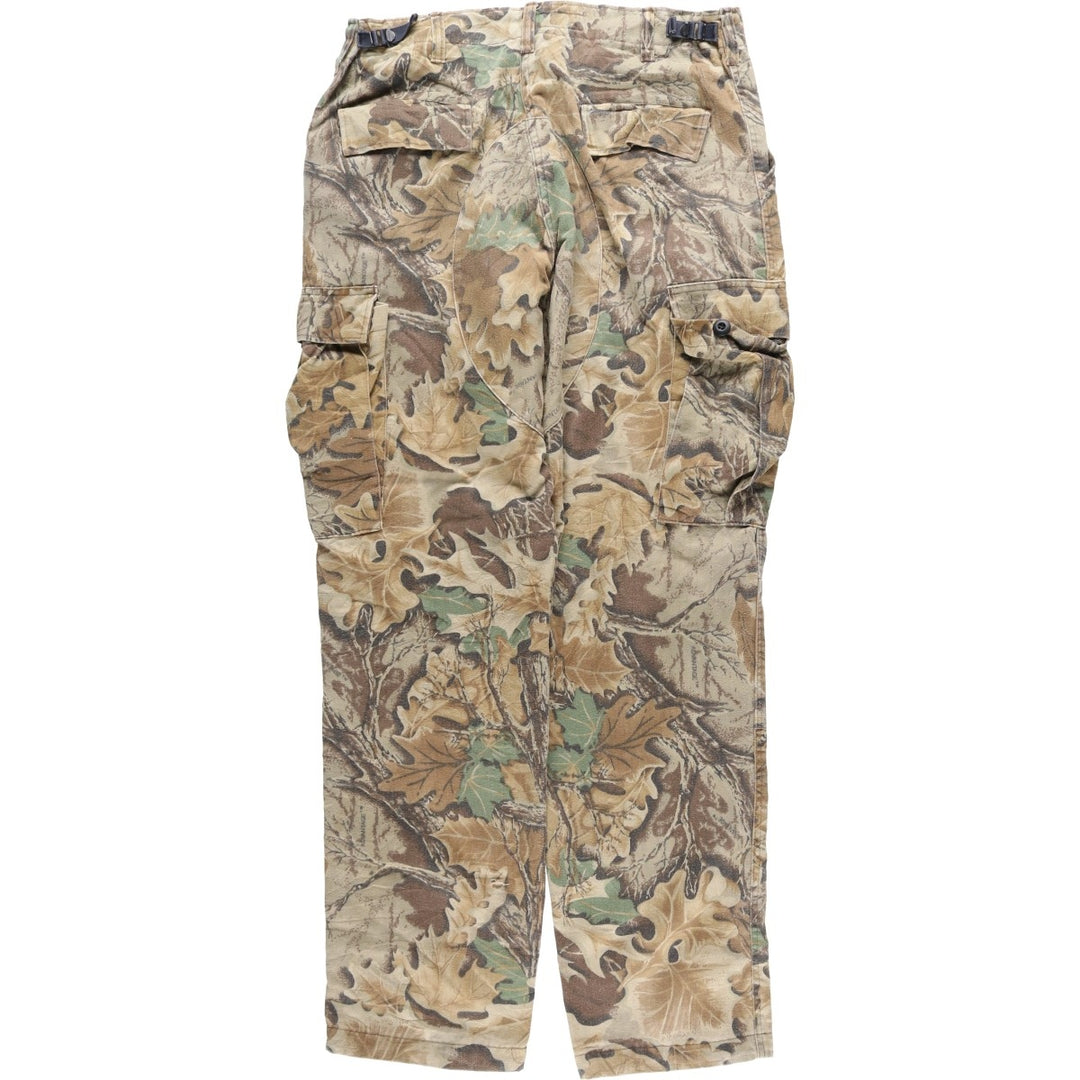 Civilian-made 80s-90'S Cabelas camouflage pattern Realtree camo military cargo pants, made in USA, men's size W36 equivalent, vintage. cotton Khaki type Vintage Second Hand