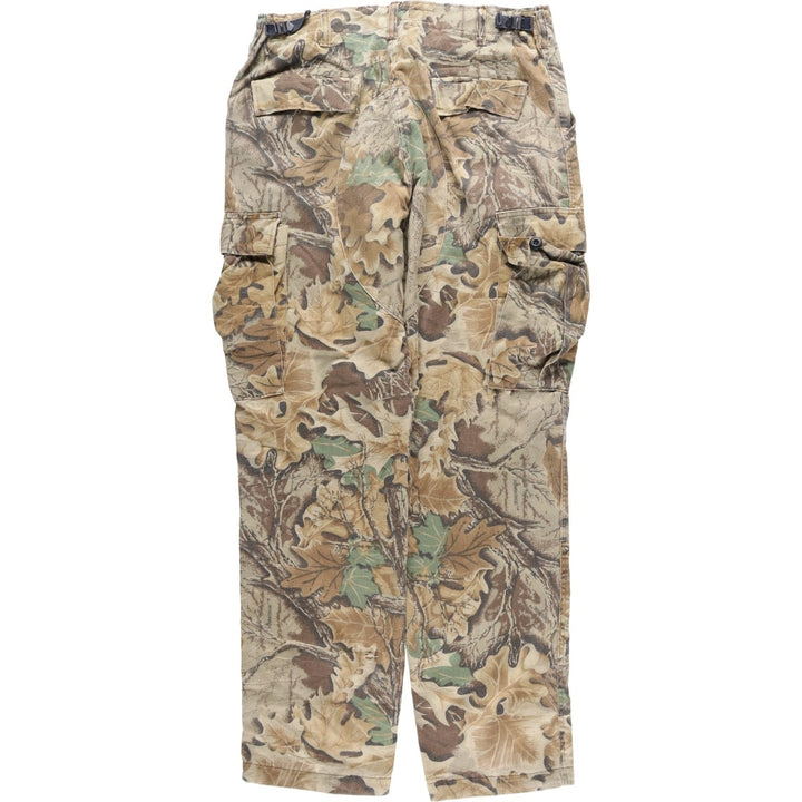 Civilian-made 80s-90'S Cabelas camouflage pattern Realtree camo military cargo pants, made in USA, men's size W36 equivalent, vintage. cotton Khaki type Vintage Second Hand