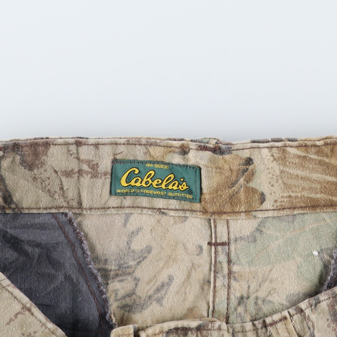 Civilian-made 80s-90'S Cabelas camouflage pattern Realtree camo military cargo pants, made in USA, men's size W36 equivalent, vintage. cotton Khaki type Vintage Second Hand