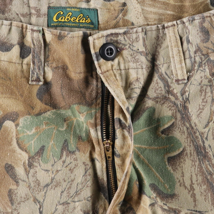 Civilian-made 80s-90'S Cabelas camouflage pattern Realtree camo military cargo pants, made in USA, men's size W36 equivalent, vintage. cotton Khaki type Vintage Second Hand