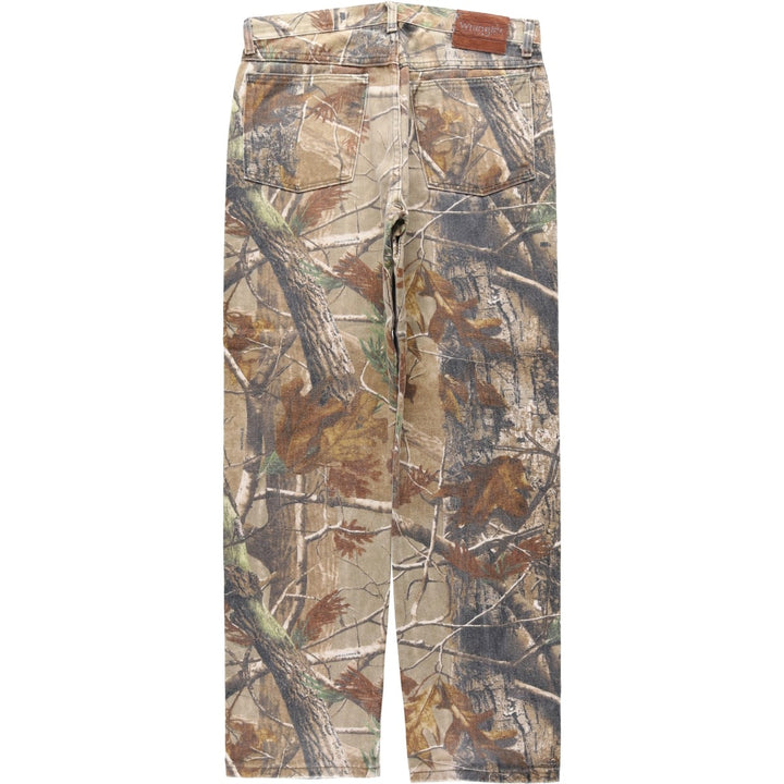 Wrangler PRO GEAR Realtree Camo Tapered Denim Pants, Men's W32 (approx.) cotton brown type Vintage Second Hand