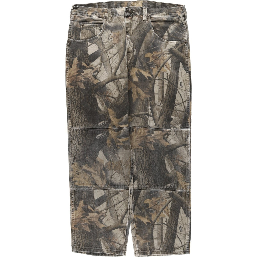 Wrangler RealTree Camo Double Knee Tapered Denim Pants (Men's W36 equivalent) cotton Khaki type sage green Vintage Second Hand