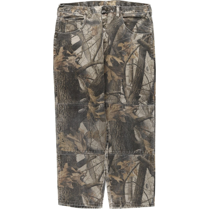 Wrangler RealTree Camo Double Knee Tapered Denim Pants (Men's W36 equivalent) cotton Khaki type sage green Vintage Second Hand