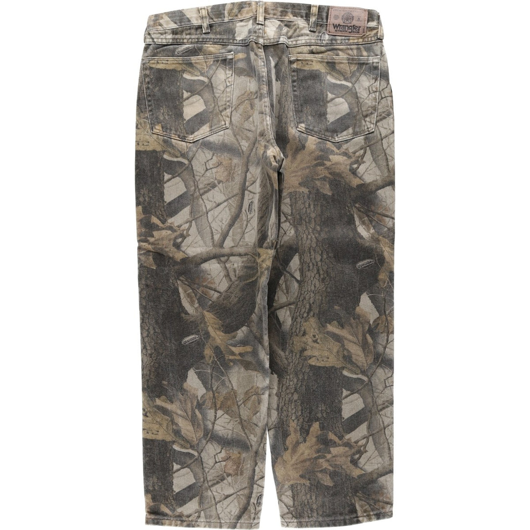 Wrangler RealTree Camo Double Knee Tapered Denim Pants (Men's W36 equivalent) cotton Khaki type sage green Vintage Second Hand