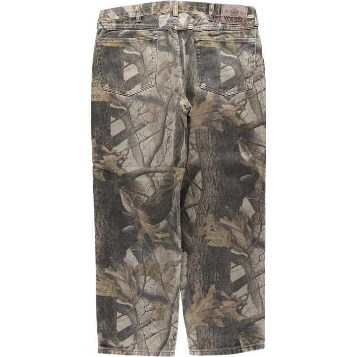 Wrangler RealTree Camo Double Knee Tapered Denim Pants (Men's W36 equivalent) cotton Khaki type sage green Vintage Second Hand
