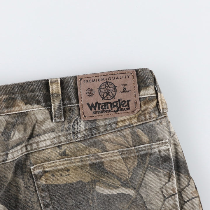 Wrangler RealTree Camo Double Knee Tapered Denim Pants (Men's W36 equivalent) cotton Khaki type sage green Vintage Second Hand