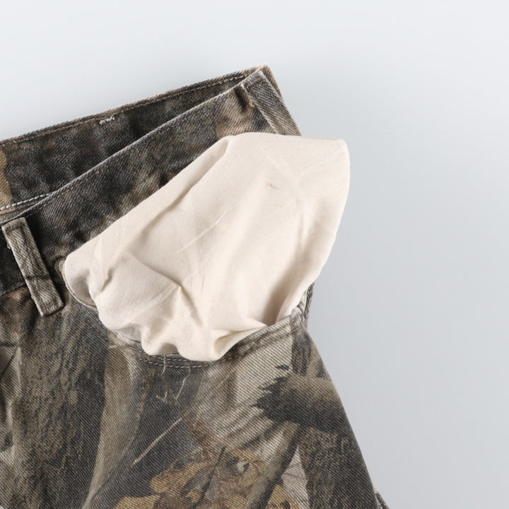Wrangler RealTree Camo Double Knee Tapered Denim Pants (Men's W36 equivalent) cotton Khaki type sage green Vintage Second Hand