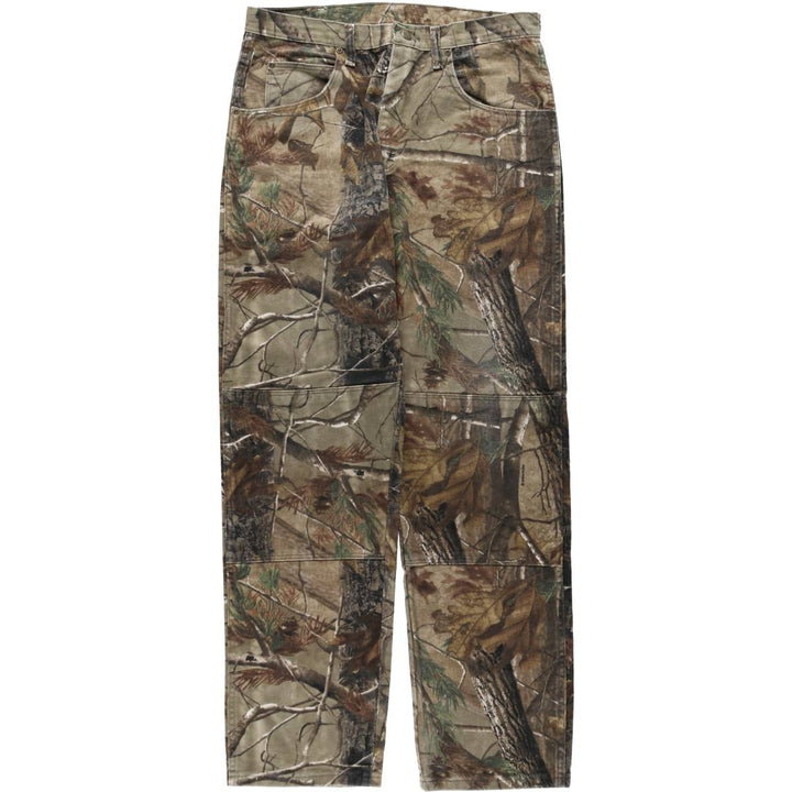 Wrangler Camouflage Pattern Realtree Camo Tapered Denim Pants, Men's Size W34 cotton Khaki type Vintage Second Hand