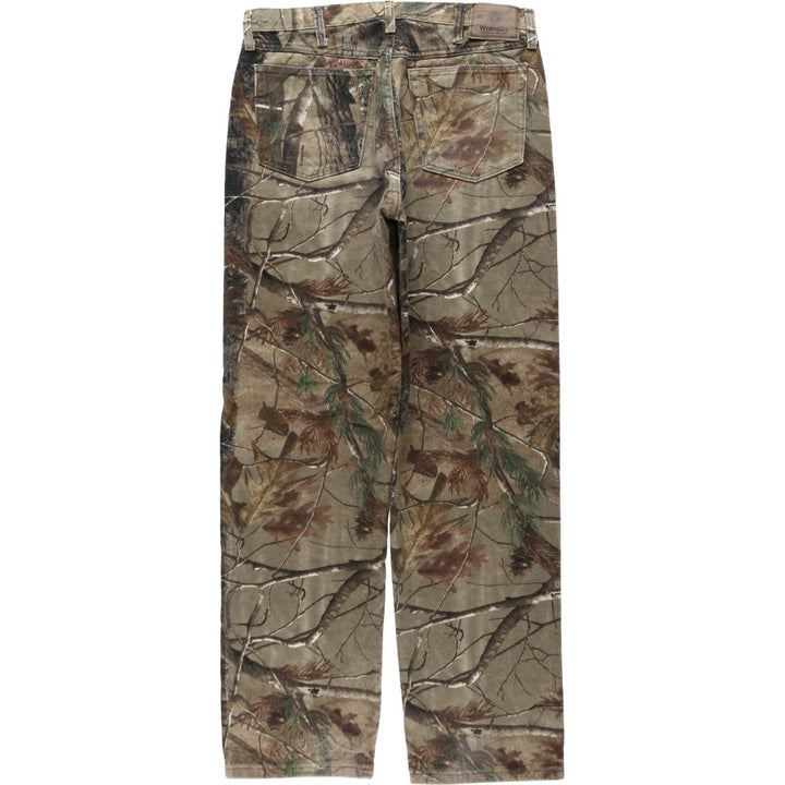 Wrangler Camouflage Pattern Realtree Camo Tapered Denim Pants, Men's Size W34 cotton Khaki type Vintage Second Hand