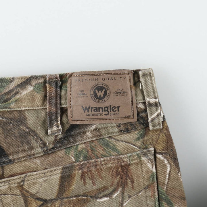 Wrangler Camouflage Pattern Realtree Camo Tapered Denim Pants, Men's Size W34 cotton Khaki type Vintage Second Hand