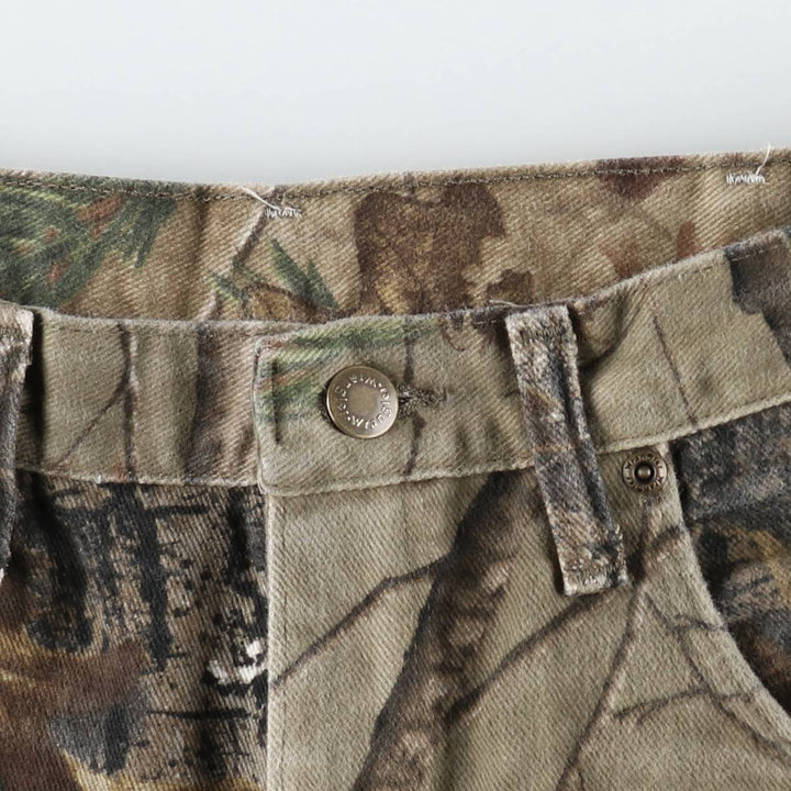 Wrangler Camouflage Pattern Realtree Camo Tapered Denim Pants, Men's Size W34 cotton Khaki type Vintage Second Hand