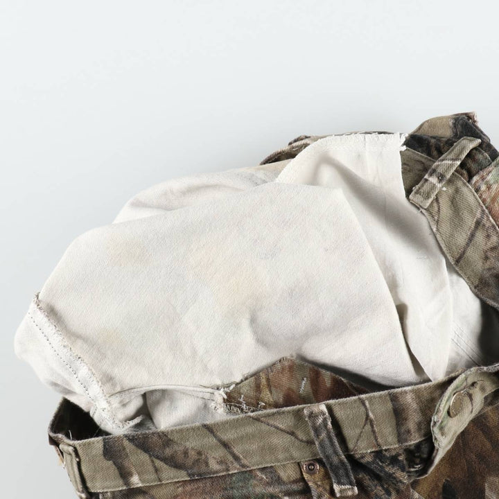 Wrangler Camouflage Pattern Realtree Camo Tapered Denim Pants, Men's Size W34 cotton Khaki type Vintage Second Hand