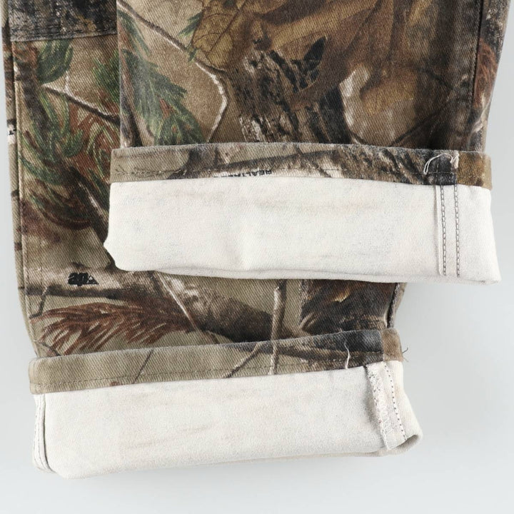 Wrangler Camouflage Pattern Realtree Camo Tapered Denim Pants, Men's Size W34 cotton Khaki type Vintage Second Hand