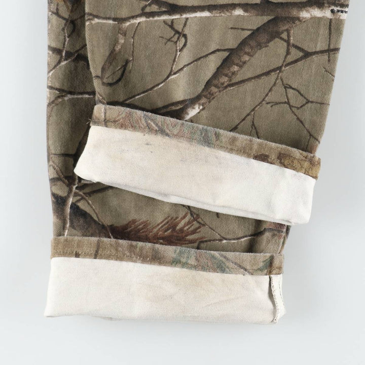 Wrangler Camouflage Pattern Realtree Camo Tapered Denim Pants, Men's Size W34 cotton Khaki type Vintage Second Hand