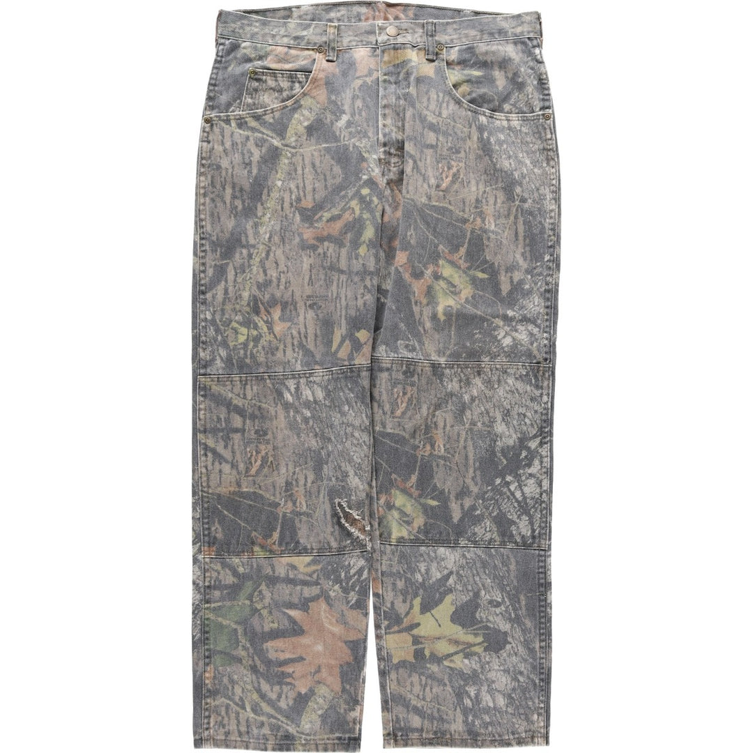 Wrangler RealTree Camo Double Knee Straight Denim Pants, Men's W35 (approx.) cotton Khaki type sage green Vintage Second Hand
