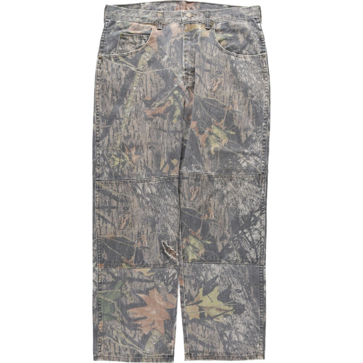 Wrangler RealTree Camo Double Knee Straight Denim Pants, Men's W35 (approx.) cotton Khaki type sage green Vintage Second Hand