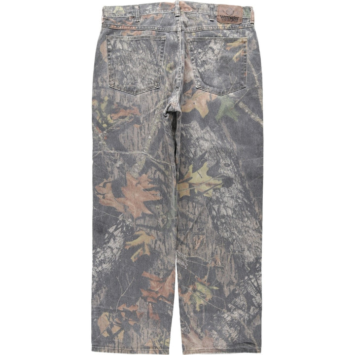 Wrangler RealTree Camo Double Knee Straight Denim Pants, Men's W35 (approx.) cotton Khaki type sage green Vintage Second Hand