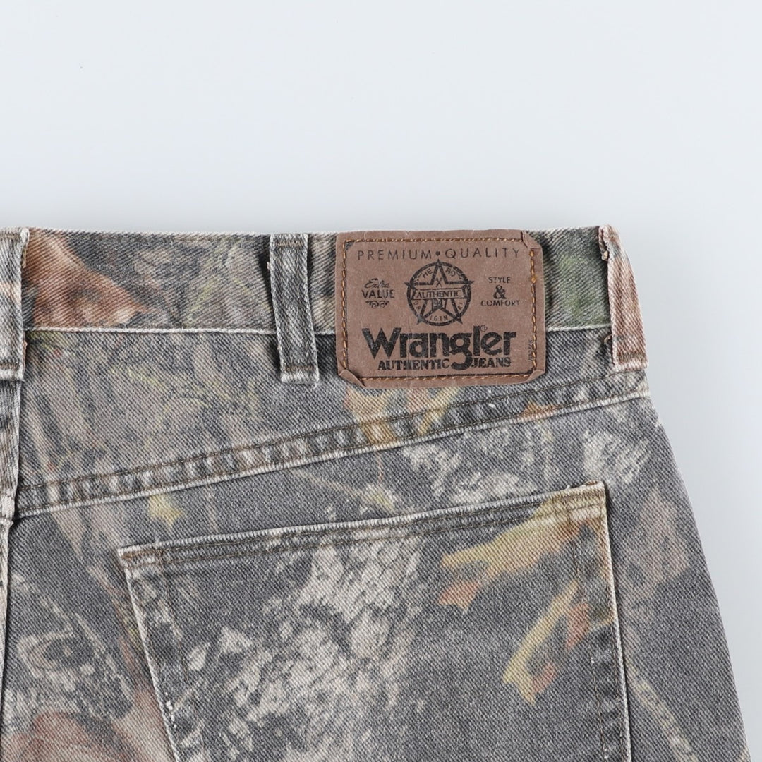 Wrangler RealTree Camo Double Knee Straight Denim Pants, Men's W35 (approx.) cotton Khaki type sage green Vintage Second Hand