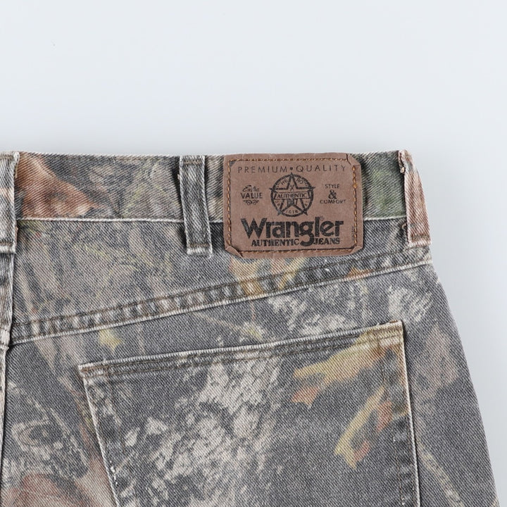 Wrangler RealTree Camo Double Knee Straight Denim Pants, Men's W35 (approx.) cotton Khaki type sage green Vintage Second Hand