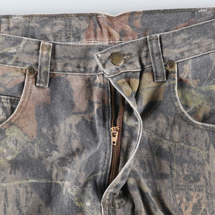 Wrangler RealTree Camo Double Knee Straight Denim Pants, Men's W35 (approx.) cotton Khaki type sage green Vintage Second Hand