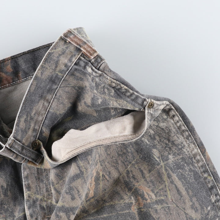 Wrangler RealTree Camo Double Knee Straight Denim Pants, Men's W35 (approx.) cotton Khaki type sage green Vintage Second Hand