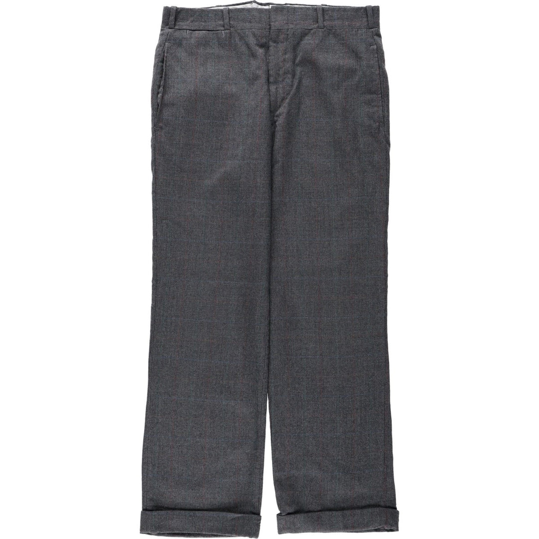 ~90'S Check Pattern Slacks Pants Men's W33 (approx.) Vintage unclear Charcoal Vintage Second Hand