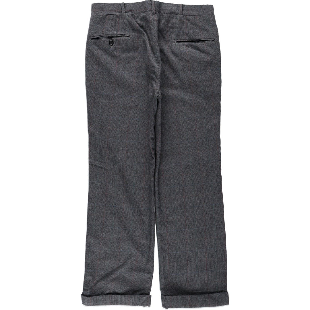 ~90'S Check Pattern Slacks Pants Men's W33 (approx.) Vintage unclear Charcoal Vintage Second Hand
