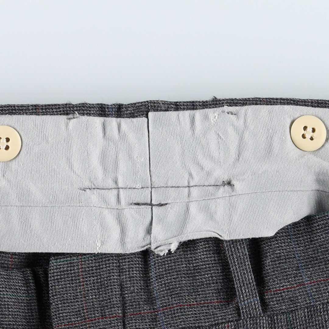 ~90'S Check Pattern Slacks Pants Men's W33 (approx.) Vintage unclear Charcoal Vintage Second Hand