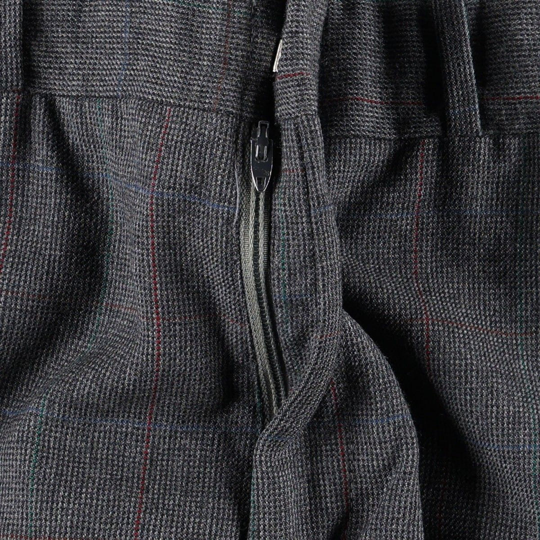 ~90'S Check Pattern Slacks Pants Men's W33 (approx.) Vintage unclear Charcoal Vintage Second Hand