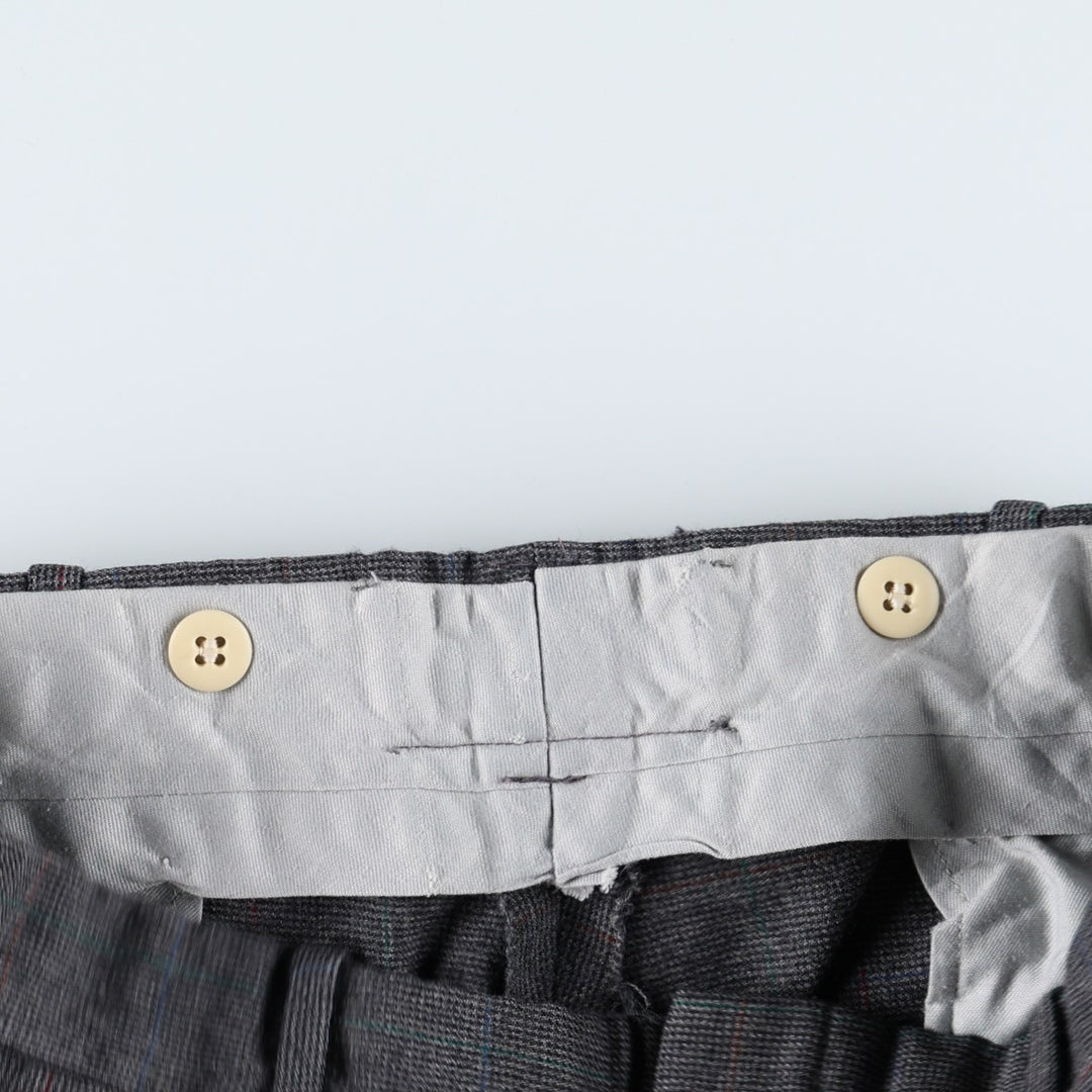 ~90'S Check Pattern Slacks Pants Men's W33 (approx.) Vintage unclear Charcoal Vintage Second Hand