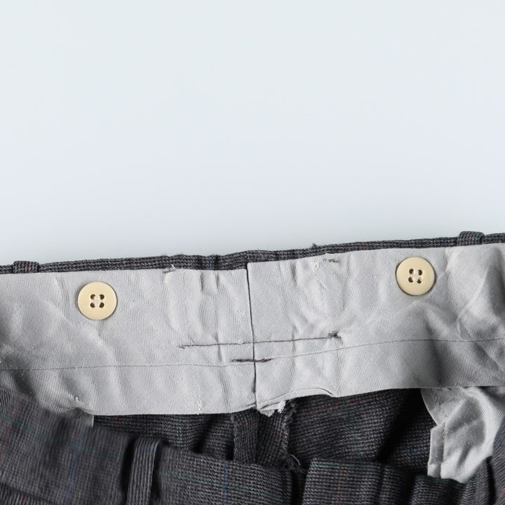 ~90'S Check Pattern Slacks Pants Men's W33 (approx.) Vintage unclear Charcoal Vintage Second Hand