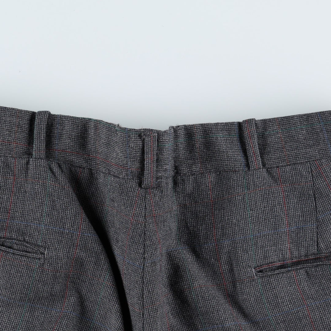 ~90'S Check Pattern Slacks Pants Men's W33 (approx.) Vintage unclear Charcoal Vintage Second Hand