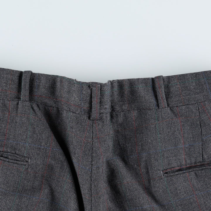 ~90'S Check Pattern Slacks Pants Men's W33 (approx.) Vintage unclear Charcoal Vintage Second Hand