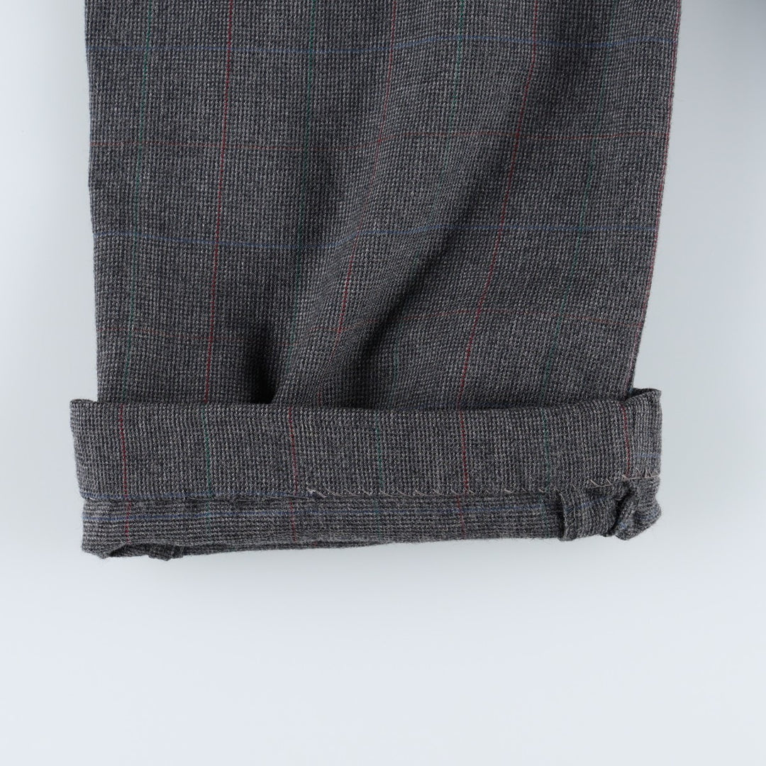 ~90'S Check Pattern Slacks Pants Men's W33 (approx.) Vintage unclear Charcoal Vintage Second Hand