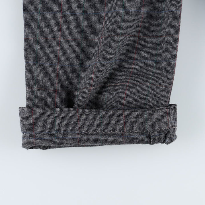 ~90'S Check Pattern Slacks Pants Men's W33 (approx.) Vintage unclear Charcoal Vintage Second Hand