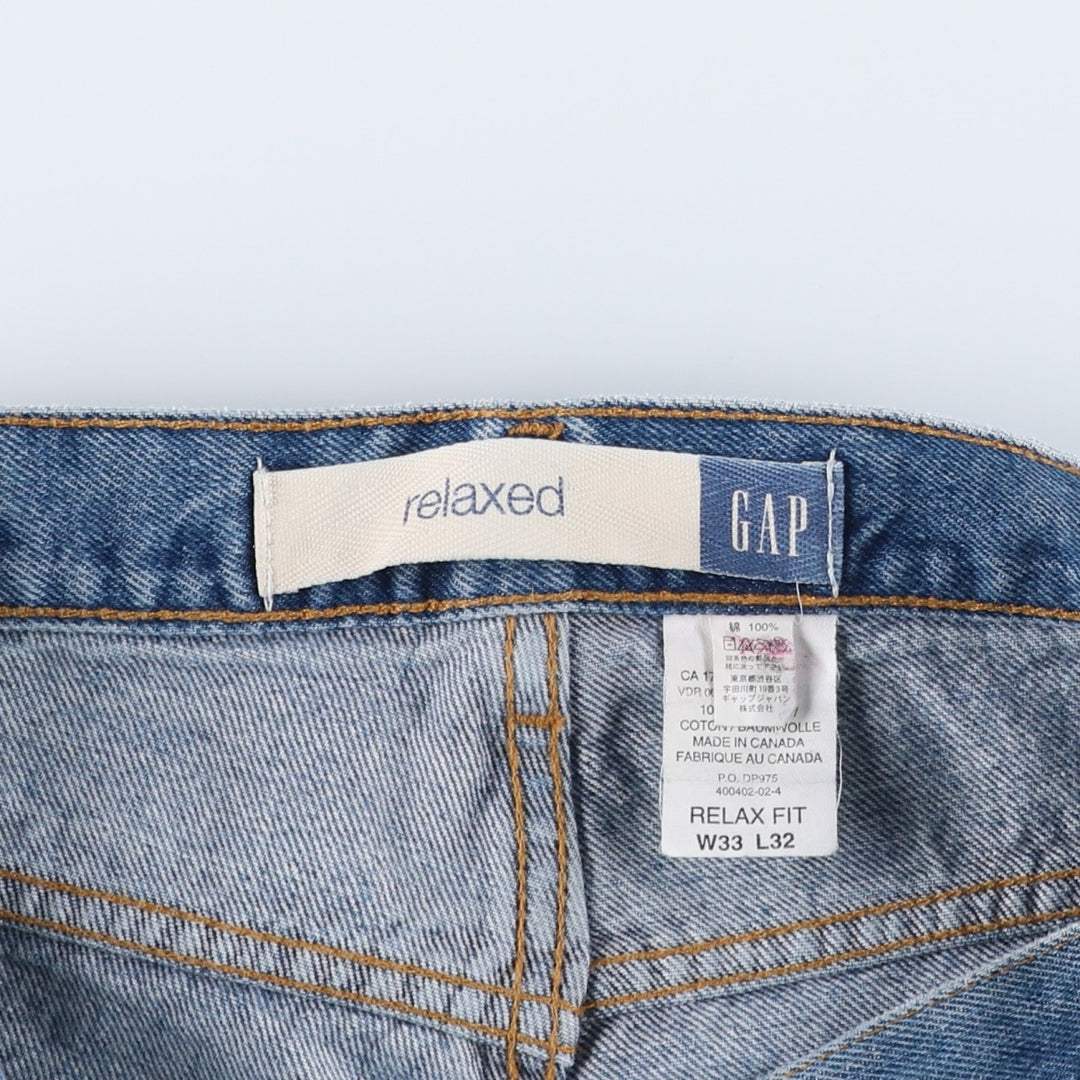 90s-00'S GAP BLUE JEANS RELAXED Tapered Denim Pants, Made in Canada, Men's W34 (approx.), Vintage cotton blue type Vintage Second Hand
