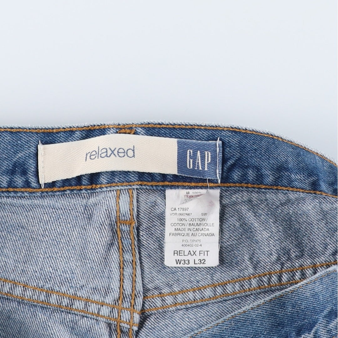 90s-00'S GAP BLUE JEANS RELAXED Tapered Denim Pants, Made in Canada, Men's W34 (approx.), Vintage cotton blue type Vintage Second Hand