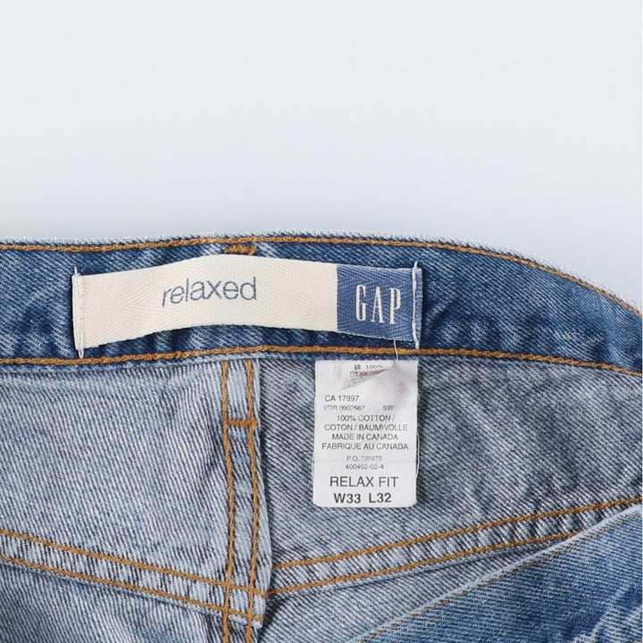 90s-00'S GAP BLUE JEANS RELAXED Tapered Denim Pants, Made in Canada, Men's W34 (approx.), Vintage cotton blue type Vintage Second Hand