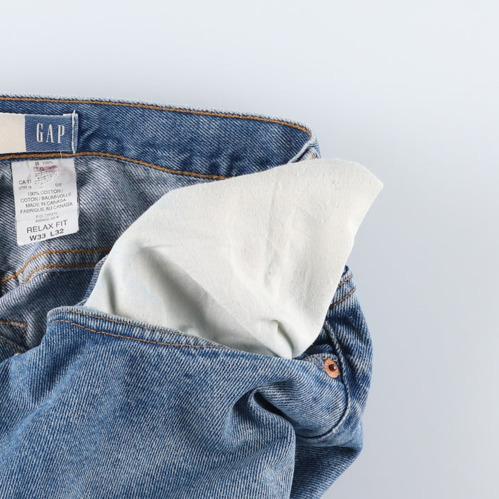 90s-00'S GAP BLUE JEANS RELAXED Tapered Denim Pants, Made in Canada, Men's W34 (approx.), Vintage cotton blue type Vintage Second Hand