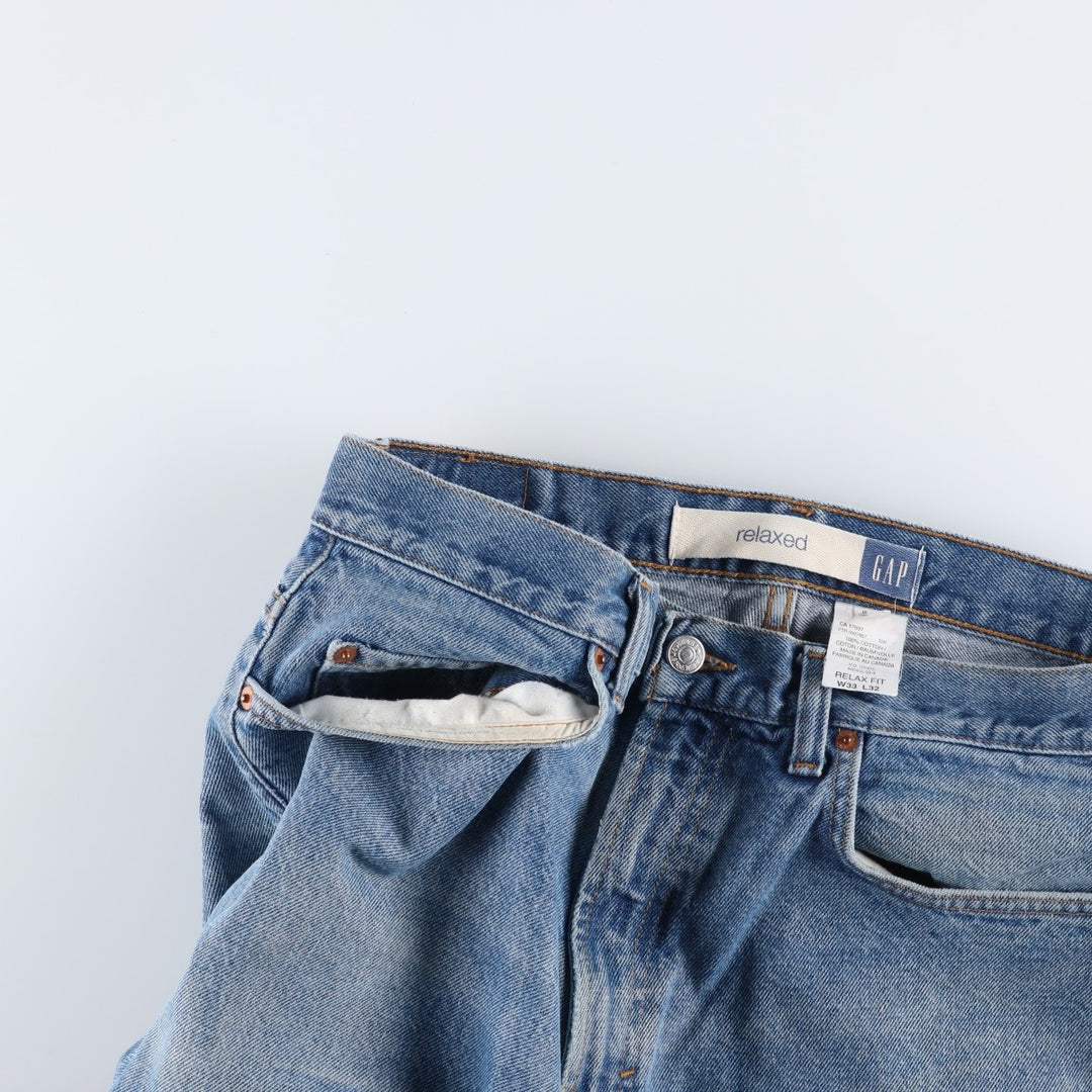 90s-00'S GAP BLUE JEANS RELAXED Tapered Denim Pants, Made in Canada, Men's W34 (approx.), Vintage cotton blue type Vintage Second Hand