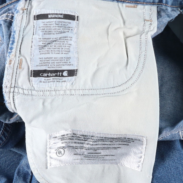 Carhartt FR Series Relaxed Fit Tapered Denim Pants, Made in USA, Men's Size W37 (approx.) cotton blue type Vintage Second Hand