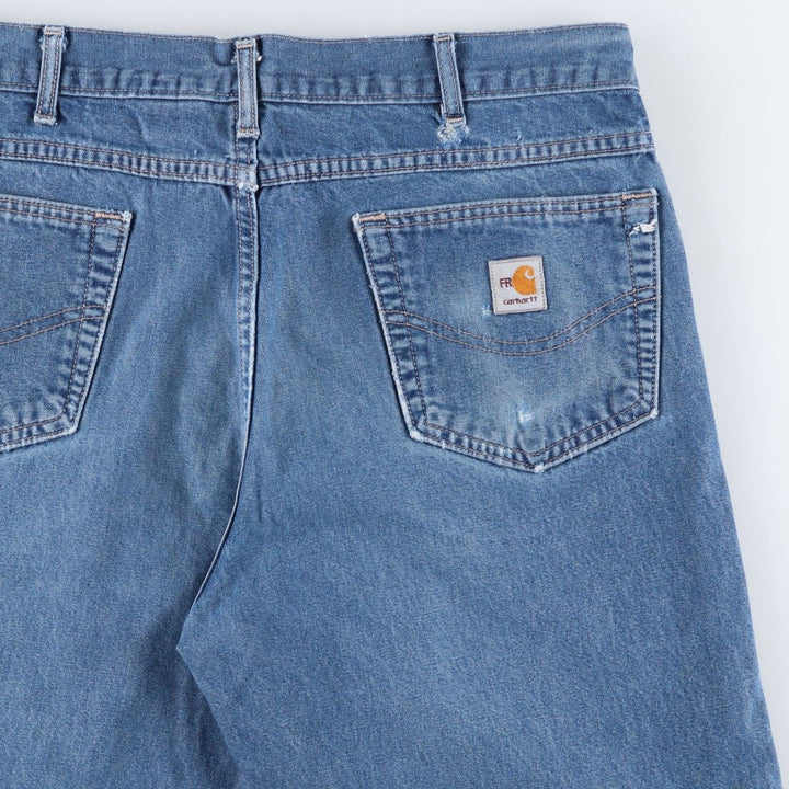 Carhartt FR Series Relaxed Fit Tapered Denim Pants, Made in USA, Men's Size W37 (approx.) cotton blue type Vintage Second Hand