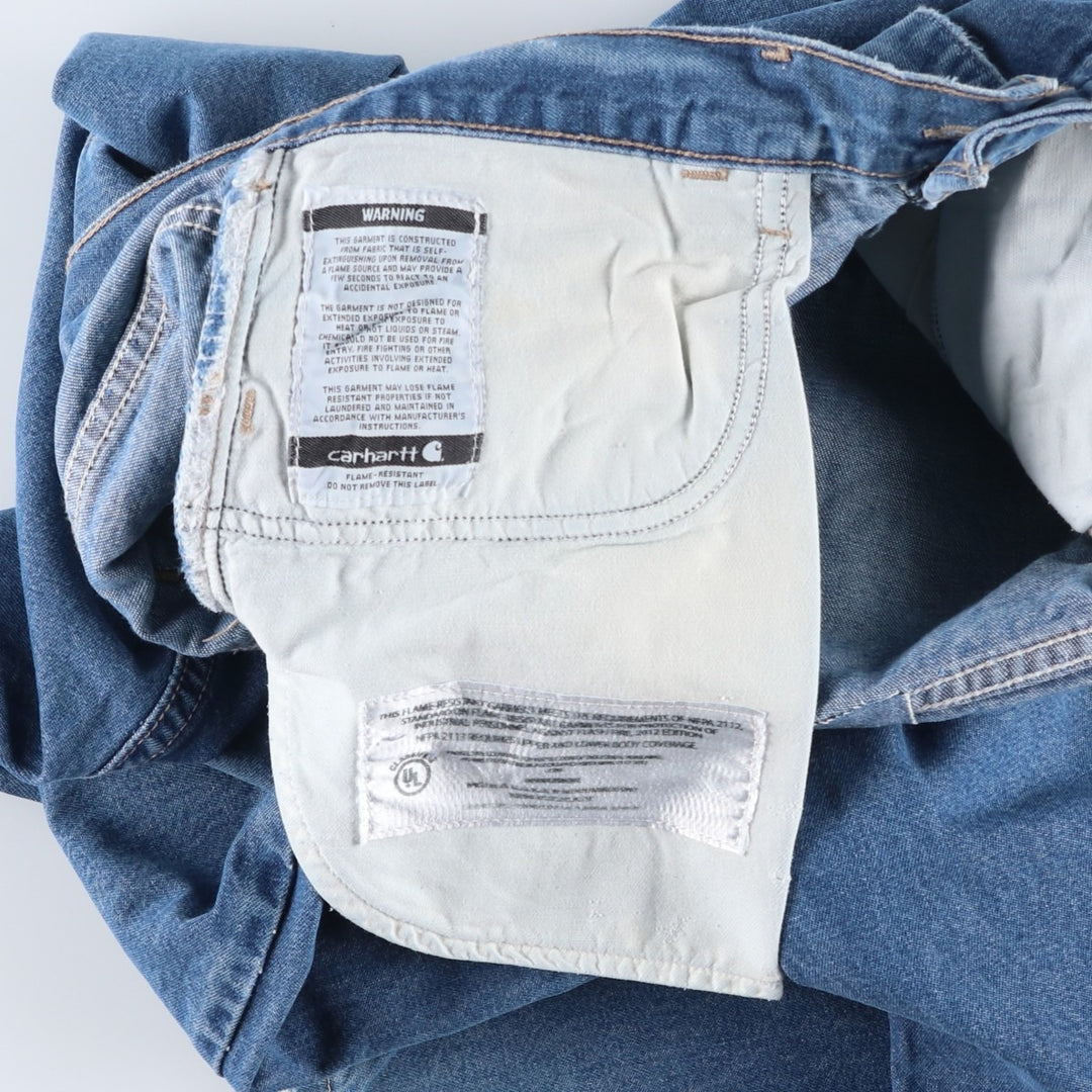 Carhartt FR Series Relaxed Fit Tapered Denim Pants, Made in USA, Men's Size W37 (approx.) cotton blue type Vintage Second Hand