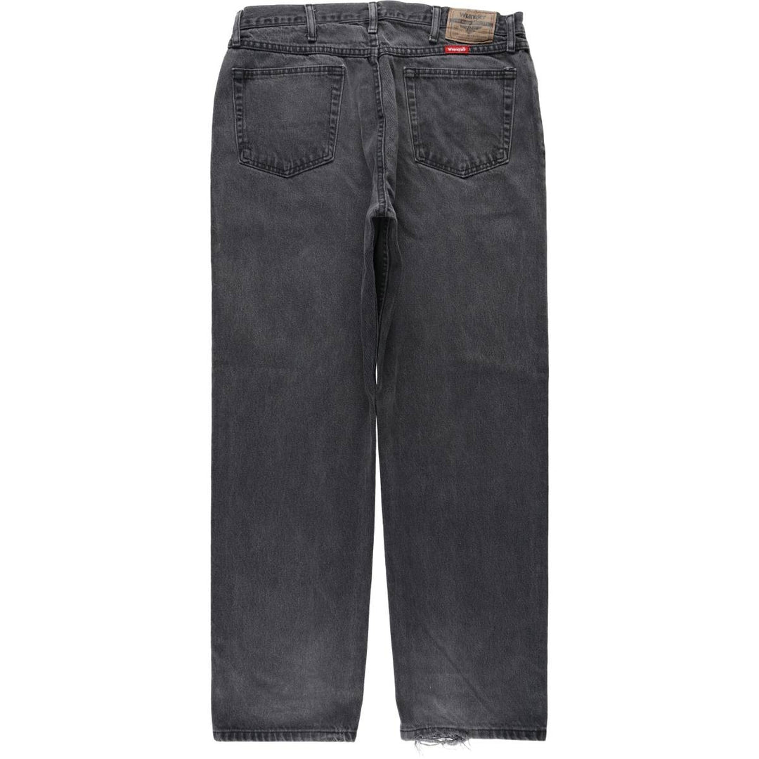 Wrangler Relaxed Fit Black Denim Tapered Jeans, Men's Size W37 (approx.) cotton black type Vintage Second Hand