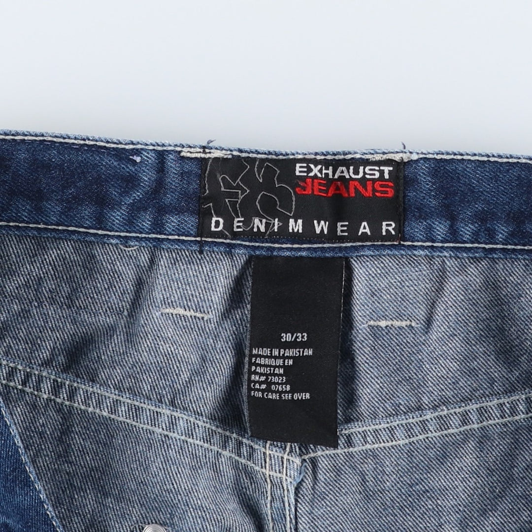 EXHAUST JEANS Denim Painter Pants, Men's W33 (approx.) unclear blue type Vintage Second Hand