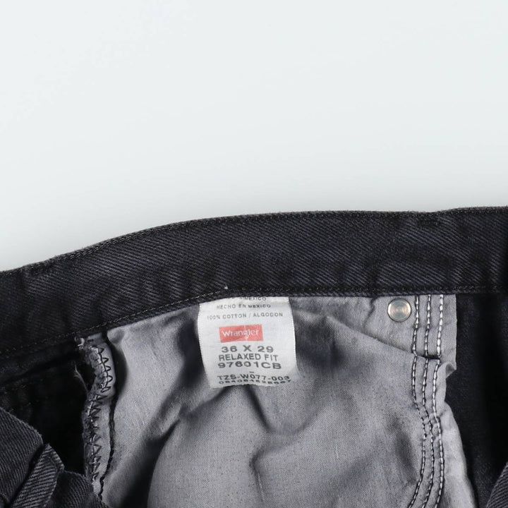 Wrangler Relaxed Fit Black Denim Tapered Jeans, Men's Size W37 (approx.) cotton black type Vintage Second Hand